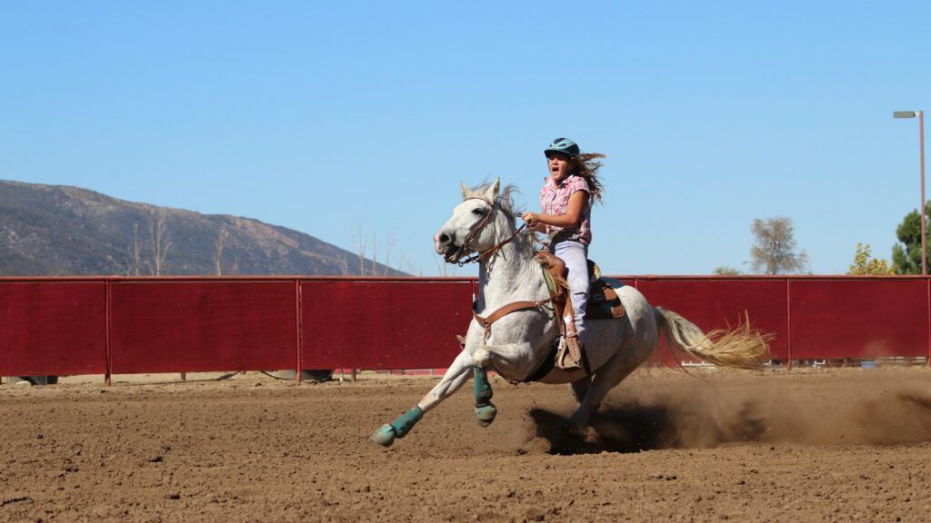 woman riding horse during daytime