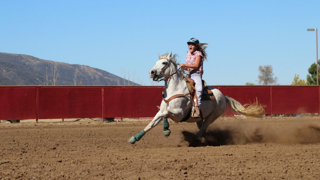 woman riding horse during daytime